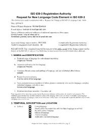 ISO 639-3 New Code Request