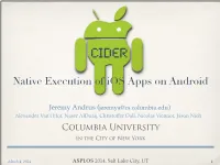 Native Execution of Ios Apps on Android