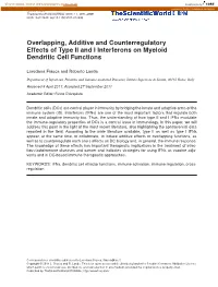 Overlapping, Additive and Counterregulatory Effects of Type II and I Interferons on Myeloid Dendritic Cell Functions