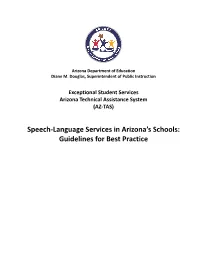Speech-Language Services in Arizona Schools: Guidelines for Best Practice