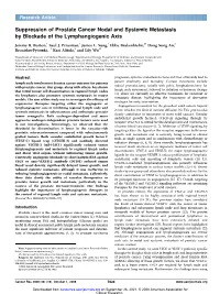 Suppression of Prostate Cancer Nodal and Systemic Metastasis by Blockade of the Lymphangiogenic Axis