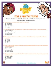 YEAR 2 PRACTICE TRIVIA! Practice for the Who Was? History Bee with These Changemaker and U.S