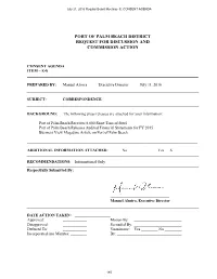Port of Palm Beach District Request for Discussion and Commission Action