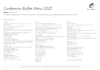 Buffet Menu 2020