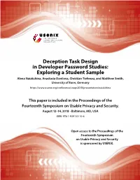 Deception Task Design in Developer Password Studies: Exploring a Student Sample