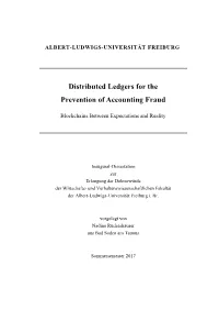 Distributed Ledgers for the Prevention of Accounting Fraud