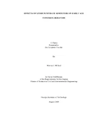 Effects of Lithium Nitrate Admixture on Early Age