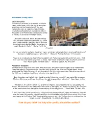 How Do You Think the Holy Site Conflict Should Be Settled?