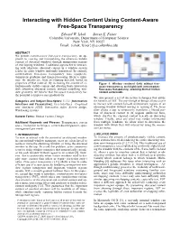 Interacting with Hidden Content Using Content-Aware Free-Space Transparency