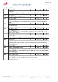 Sydney Program Guide