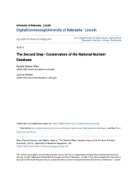 The Second Step—Conservators of the National Nutrient Database