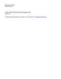 16.89J / ESD.352J Space Systems Engineering Spring 2007