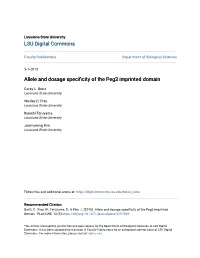 Allele and Dosage Specificity of the Peg3 Imprinted Domain
