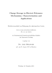 Charge Storage in Electret Polymers: Mechanisms, Characterization and Applications
