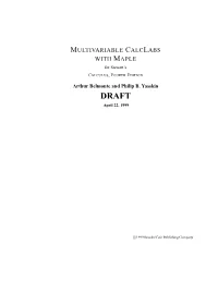 MULTIVARIABLE CALCLABS with MAPLE for Stewart’S