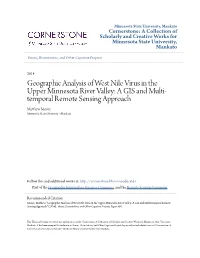 Geographic Analysis of West Nile Virus in the Upper Minnesota River
