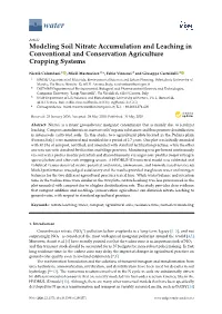 Modeling Soil Nitrate Accumulation and Leaching in Conventional and Conservation Agriculture Cropping Systems