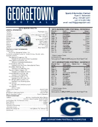 2013 GEORGETOWN FOOTBALL SCHEDULE Location