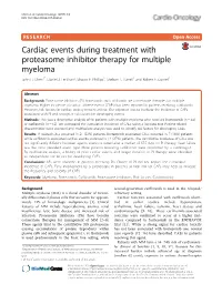 Cardiac Events During Treatment with Proteasome Inhibitor Therapy for Multiple Myeloma John H