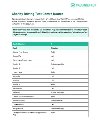 Chorley Driving Test Centre Routes