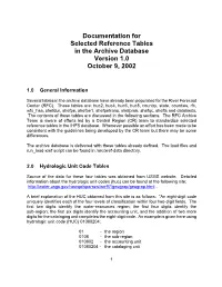 Documentation for Selected Reference Tables in the Archive Database Version 1.0 October 9, 2002