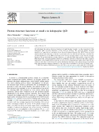 Photon Structure Functions at Small X in Holographic