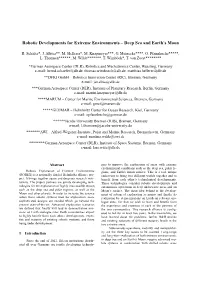 Robotic Developments for Extreme Environments – Deep Sea and Earth’S Moon