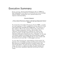 School Performance Review Spring Executive Summary
