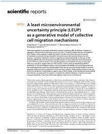 As a Generative Model of Collective Cell Migration Mechanisms Arnab Barua1,2,6, Josue M