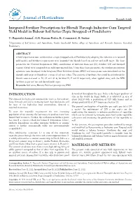 Integrated Fertiliser Prescriptions for Bhendi Through Inductive Cum Targeted Yield Model in Bahour Soil Series (Topic Stropped) of Pondicherry