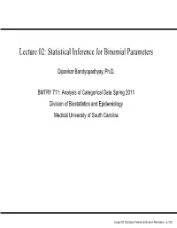 Lecture 02: Statistical Inference for Binomial Parameters