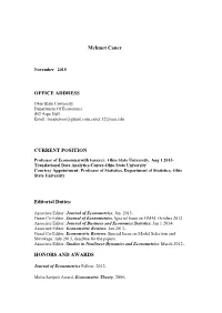Mehmet Caner OFFICE ADDRESS CURRENT POSITION Editorial Duties