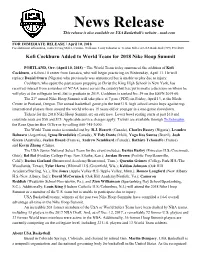 News Release This Release Is Also Available on USA Basketball's Website - Usab.Com