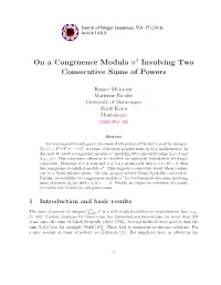 On a Congruence Modulo N Involving Two Consecutive Sums of Powers