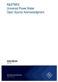 R&S®NRX Universal Power Meter Open Source Acknowledgment