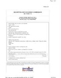 Securities and Exchange Commission Sec Form 17-C