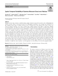 Spatio-Temporal Variability of Summer Monsoon Onset Over Pakistan