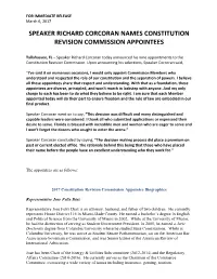 Speaker Richard Corcoran Names Constitution Revision Commission Appointees