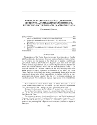 American Exceptionalism and Government Shutdowns: a Comparative Constitutional Reflection on the 2013 Lapse in Appropriations