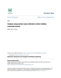 Analysis Using Surface Wave Methods to Detect Shallow Manmade Tunnels