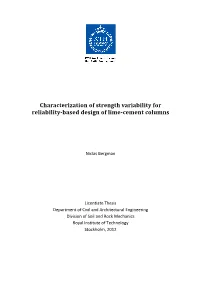 Characterization of Strength Variability for Reliability-Based Design of Lime-Cement Columns