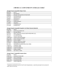 Chemical Compatibility Storage Codes1