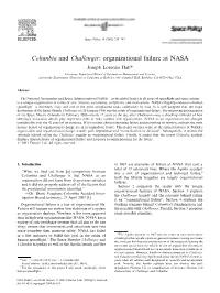 Columbia and Challenger: Organizational Failure at NASA