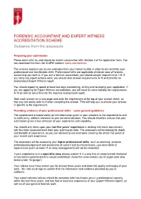 FORENSIC ACCOUNTANT and EXPERT WITNESS ACCREDITATION SCHEME Guidance from the Assessors