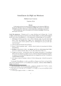 Installation De LATEX Sur Windows