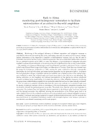 Monitoring Post-Hydropower Restoration to Facilitate Reintroduction of an Extinct-In-The-Wild Amphibian 1, 2,3 3,4 5 VIGDIS VANDVIK, INGER E