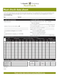 Nest Check Data Sheet