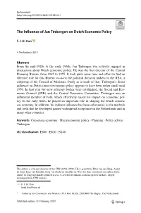 The Influence of Jan Tinbergen on Dutch Economic Policy