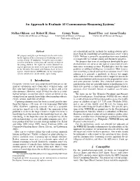 An Approach to Evaluate AI Commonsense Reasoning Systems∗