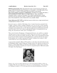 Countherhistory Barbara Joan Zeitz, M.A. May 2019 Bffwomenjournalists-VII: Inspired by the Words of Award-Winning Journalist